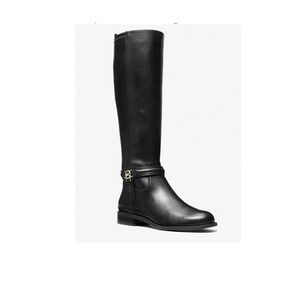 $375 New In Box Michael Kors Michael Kors Mindy Flat Leather Black Boots 5.5 W